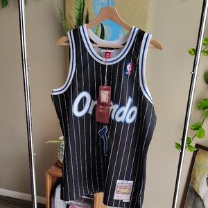 Mitchell & Ness Black Pinstripe Jersey with Blue Accents